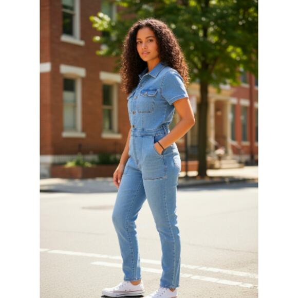 Good American Denim Short Sleeve Jumpsuit Size Small - Picture 3 of 4